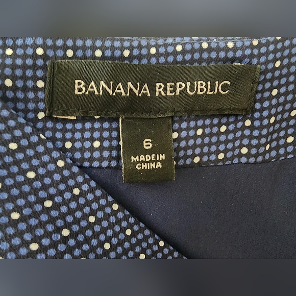 Banana Republic Blue Faux Wrap Belted Dress with Waterfall Front, Size 6 - Picture 5 of 6